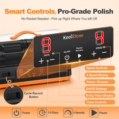 KoolStone C1 Pro Ultra Brushless Rock Tumbler Kit - Dual Barrel 7LB Capacity with Noise-Reducing Cover, Ultra Quiet Professional Rock Polisher with Full Accessories, Perfect STEM Gift for All Age