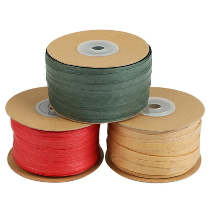 FOIMAS 984ft Raffia Paper Ribbon,Red Green Brown Kraft Ribbon Gift String Packing Paper Twine for Christmas Gift Wrapping DIY Craft Supply