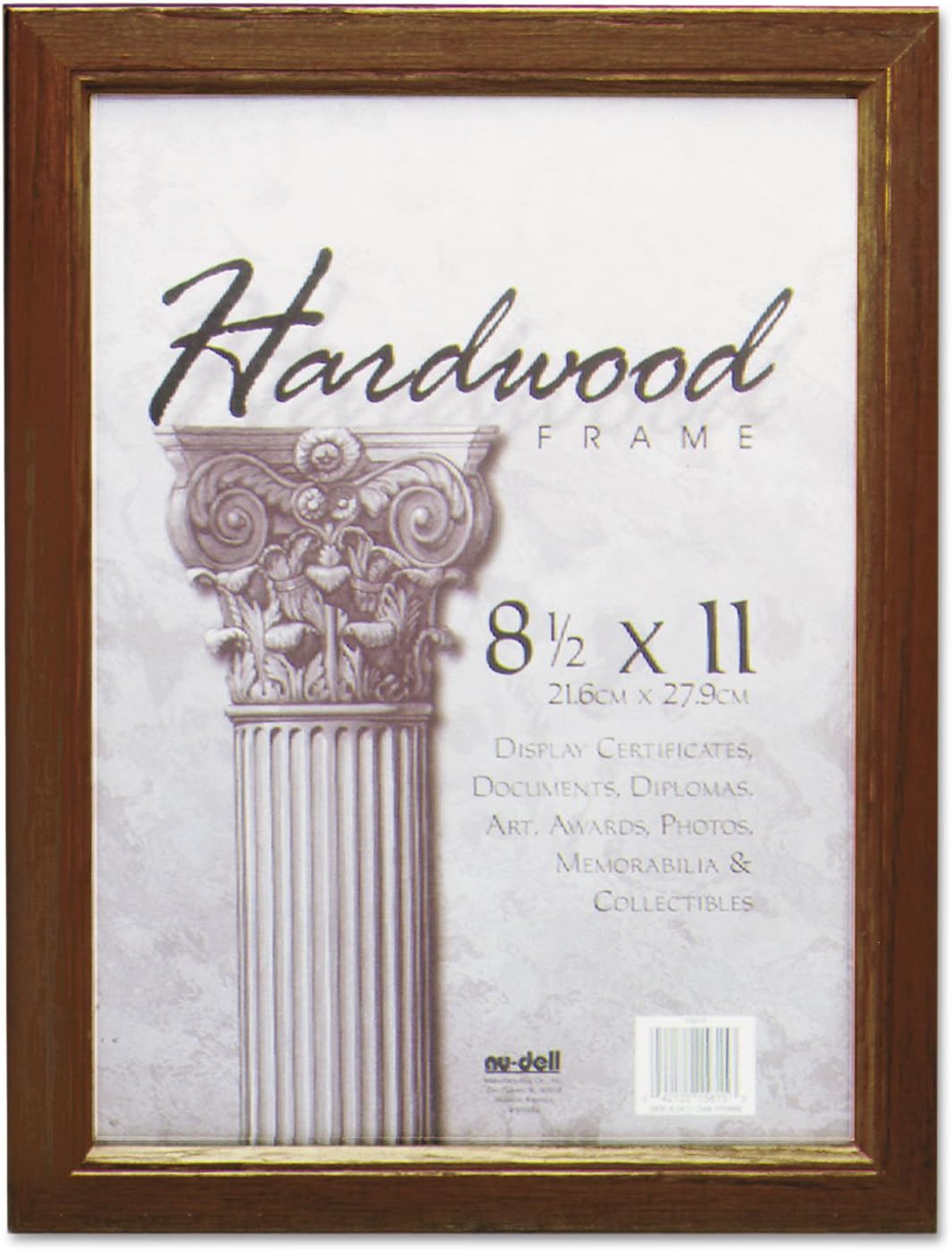 NuDell Certificate Frame | Walnut Brown | 8.5" x 11" Document Holder | Diploma & Picture Frames