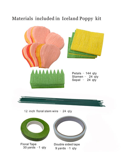 Mybbshower Orange Crepe Paper Poppy Flower DIY Making Kit Home Decoration Table Decor Pack of 24 pcs