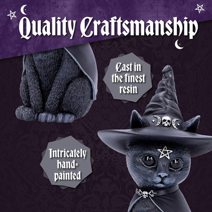Nemesis Now Figurine Decor, Detailed Hand-Painted Polyresin, Black - Purrah Witches Hat Gothic Satanic Cat