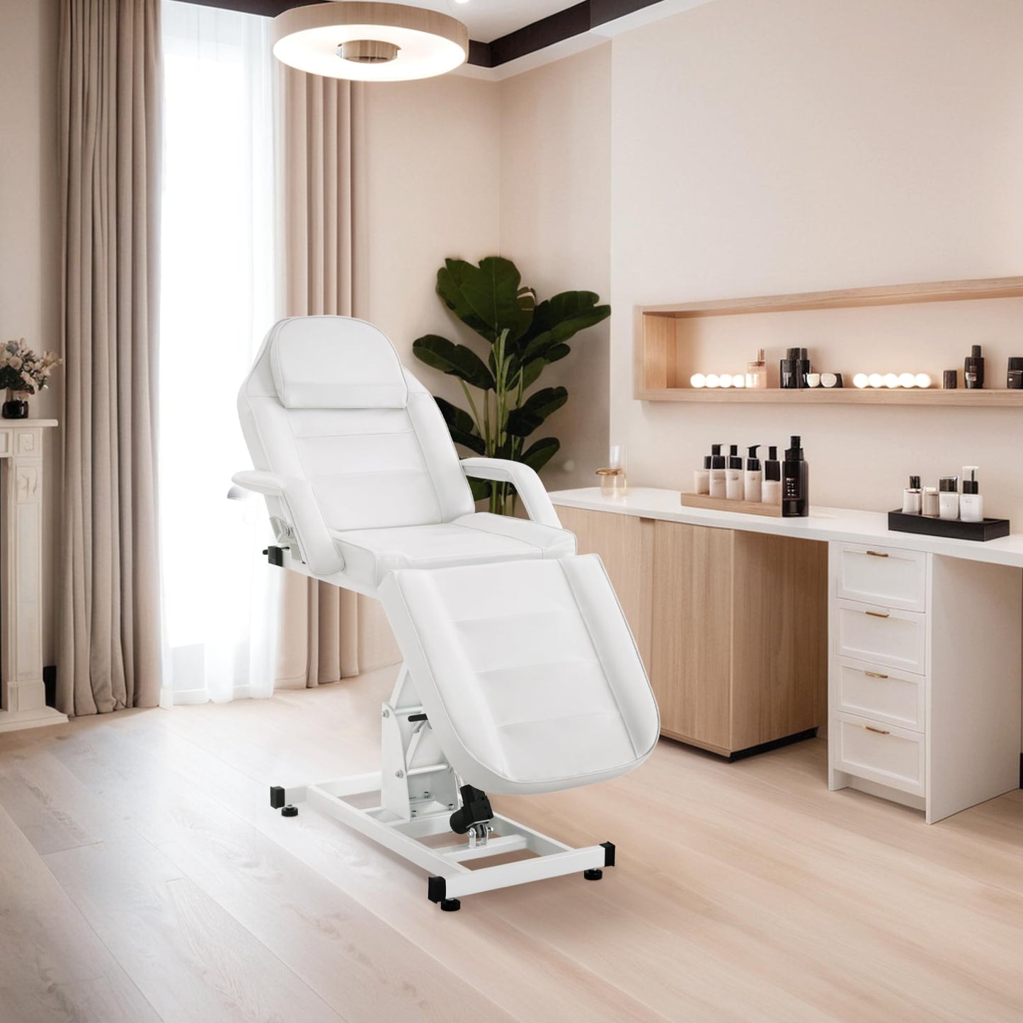 BarberPub Salon SPA Massage Bed Tattoo Chair Facial Adjustable Table Beauty Equipment 0100 (White)