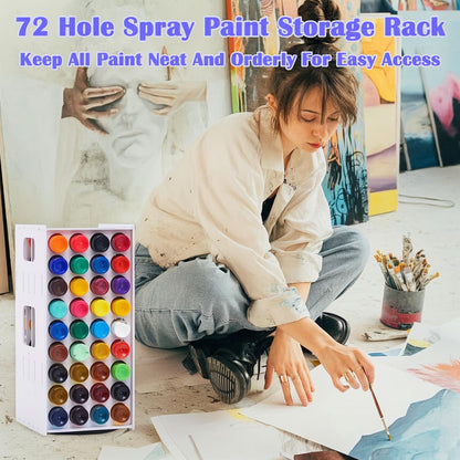 ZILAMGOO 2 oz Acrylic Paint Organizer 72 Holes Spinning Paint Organizer Tower and Paintbrush Holder with 360 Degree Rotation for Art Painting Supplies