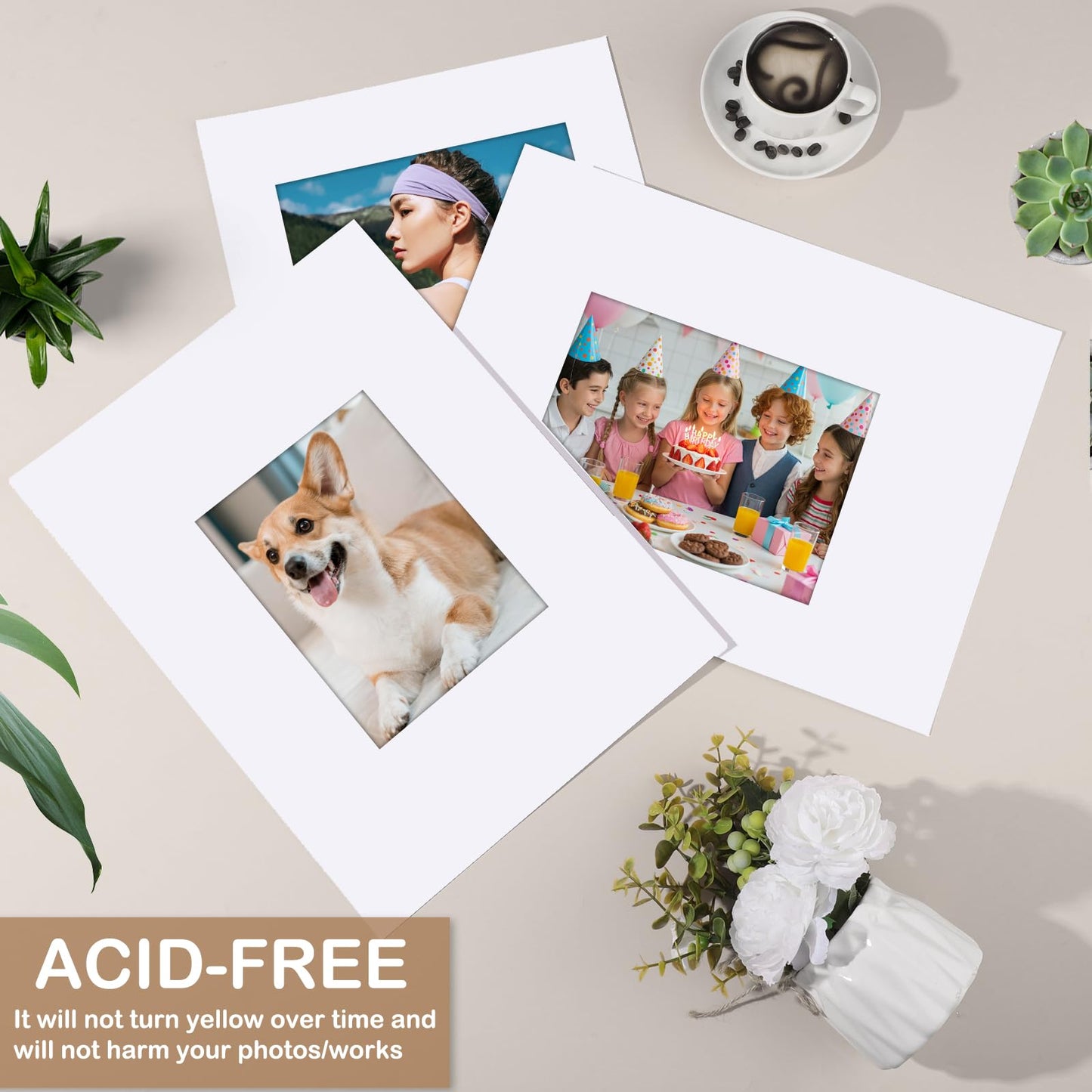 Prudiut 15 Pack 11x14 White Picture Mats, Frame Mattes for 5x7 Pictures Display Photo Frame Mat Core Bevel Cut Mat Board Show Kit for Photos, Prints, Artworks