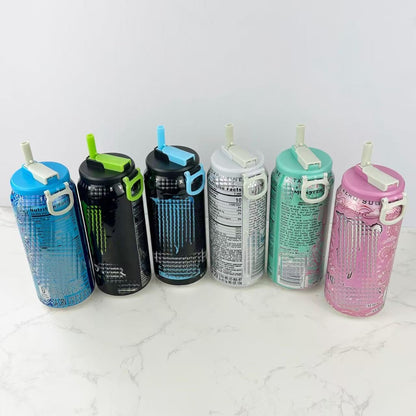 4 Pack 12oz/16oz DIPESI Soda Can Lids with Straws,Inspired by Energy Drink Can Colors Fits fit Standard Cans
