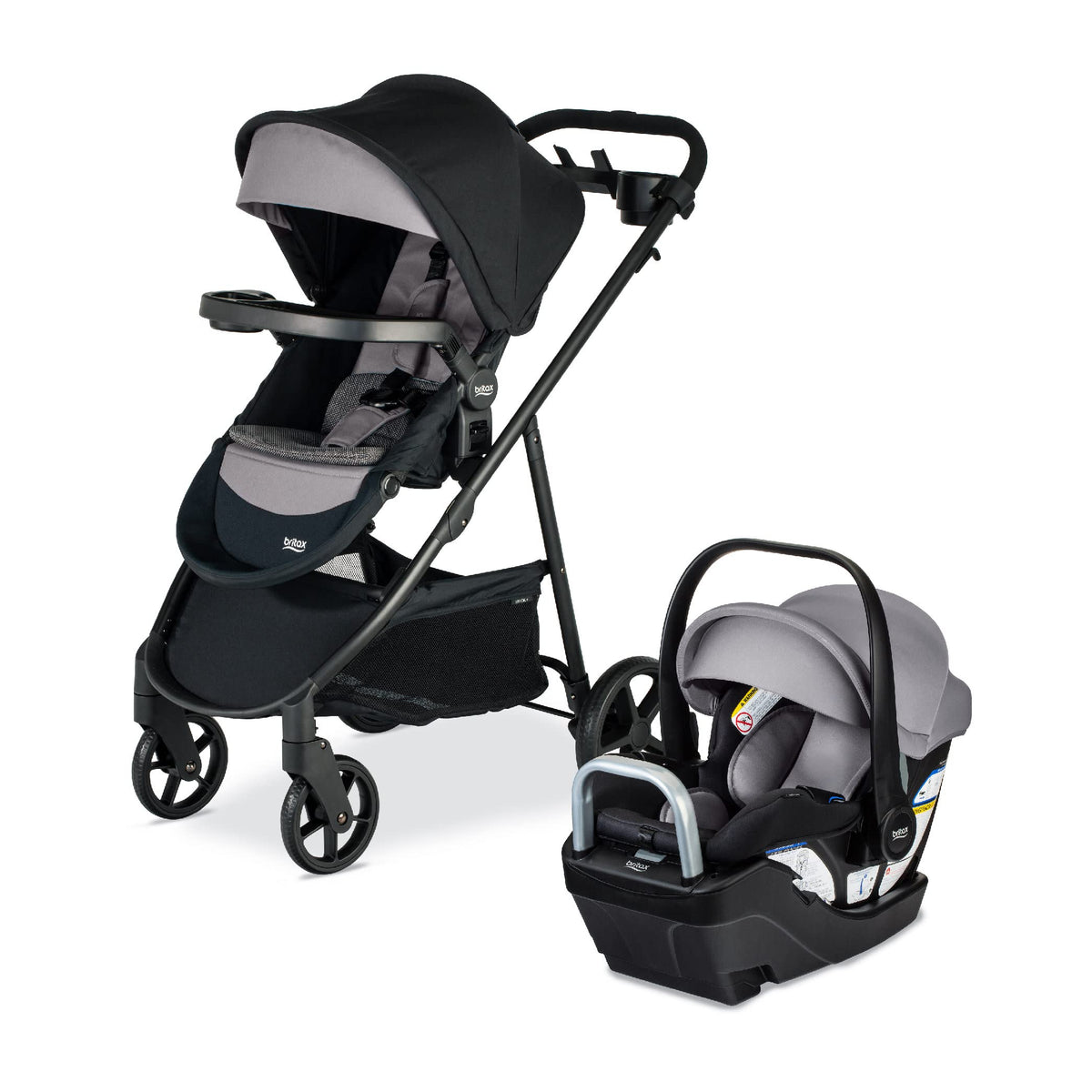 Britax Willow Brook S+ Baby Travel System, Infant Car Seat and Stroller Combo with Alpine Base, ClickTight Technology, SafeWash Insert and Cover, 1 Count, Graphite Onyx