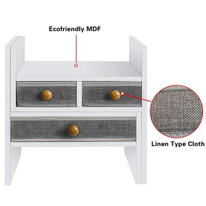 X-cosrack Adjustable Desk Shelves for Storage, Desktop Bookshelf with 3 Drawers, White Wood Desk Shelf for Top of Desk, Corner Desktop Organizer for Women Office
