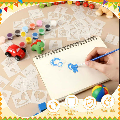 Fainne 100 Pcs Small Stencils for Crafts, 1.5 Inch Reusable Painting Stencils Painting Crafts Templates for Wood, Wall, Home Decor, Canvas, Fabric(Letter, Baby Shower)
