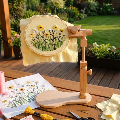 Tosnail Beech Wood Adjustable Rotatable Embroidery Hoop Stand with 3 Hoops, 6 Inch, 7 Inch, 8 Inch, Cross Stitch Frame Holder for Hand Embroidery, Cross Stitch, Needlepoint, Sewing Project