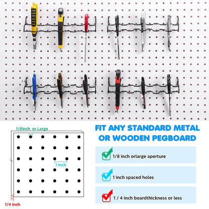 Hanaive 4 Pieces Pegboard Pliers Holder, Holds 11 Plier Per Rack, Steel Pegboard Hooks Pliers Peg Board Organizer Accessories Organizer for Workbench Garage Tool Shed Craft Room(Black)