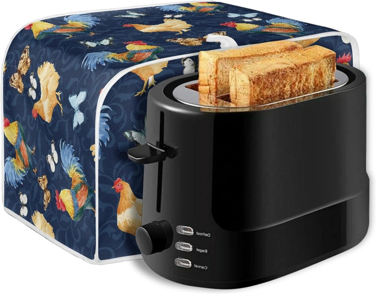 Washable Toaster Dust Cover, 4 Slice Chicken Rooster Decorative Cover, Kitchen Appliance Protector, Fingerprint