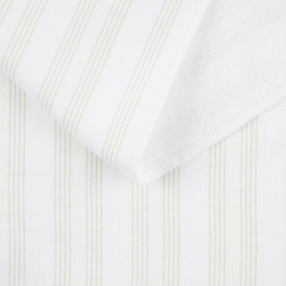 KitchenAid Chambray Stripe Kitchen Towels 8-Pack, Absorbent 100% Woven Cotton, Milkshake/White, 17”x28”