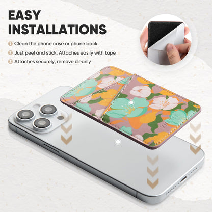 VULKIT Phone Card Holder Wallet Leather Adhesive Pocket RFID Blocking Credit Card Sleeves Stick Back of Phone Smartphones