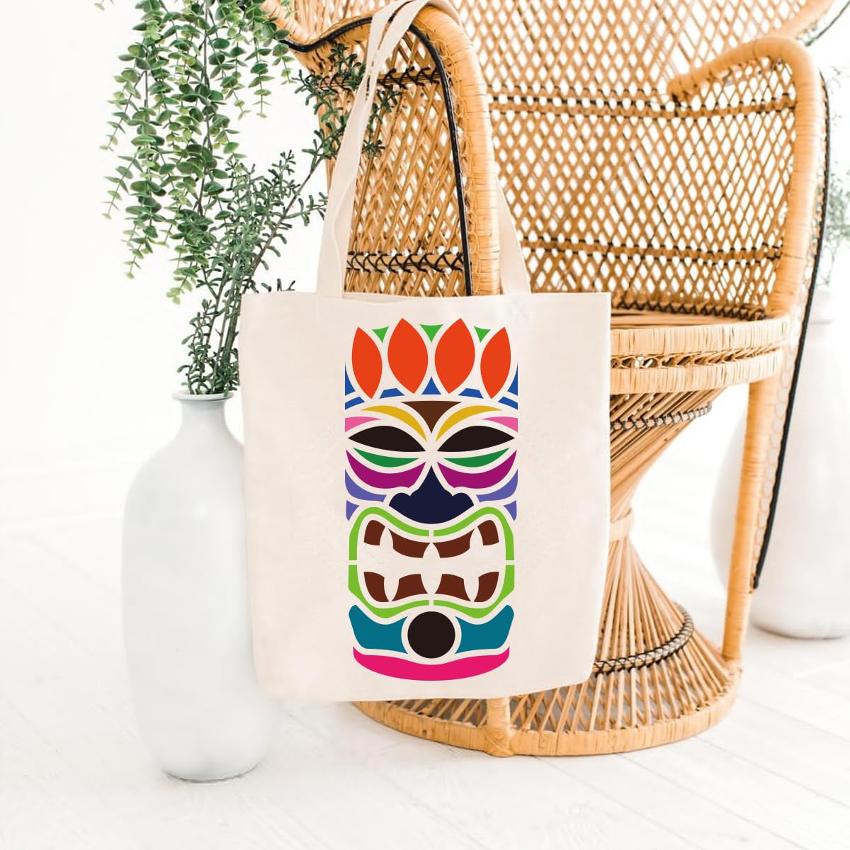 Tiki Tribe Stencils, 18 Pcs Tiki Totems Face with Open Mouth Stencils Reusable Template A4 Size for Painting on Wood Fabric Canvas Wall DIY Art Projects x 10"