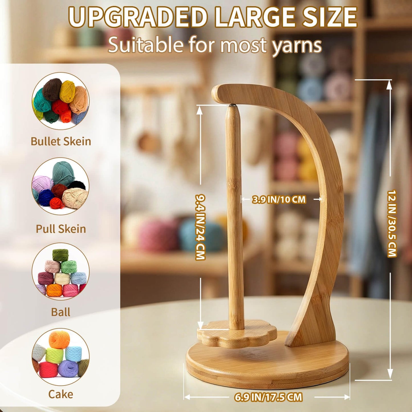 SPEENSUN Yarn Holder for Crocheting, Crochet Yarn Holder, Upgrade Larger Size & Magnetic Yarn Ball Holder for Most Yarns, Rotating Yarn Holder Hold Yarn Up to 1.1 lbs with Packaging Box