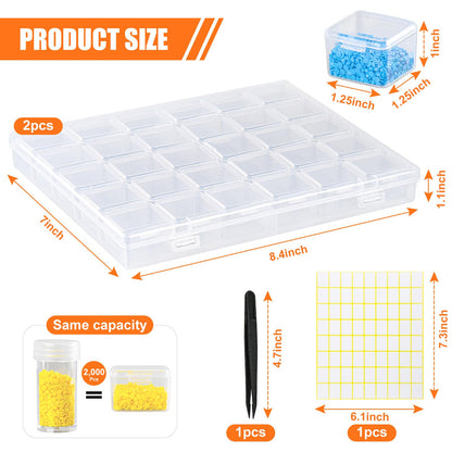Cokapo 60-Grid Diamond Painting Storage Containers, Portable Diamond Art Storage Case with Labels, Bead Organizers and Storage for Diamond Painting Accessories & Tools, DIY Art Craft, Jewelry, Nail