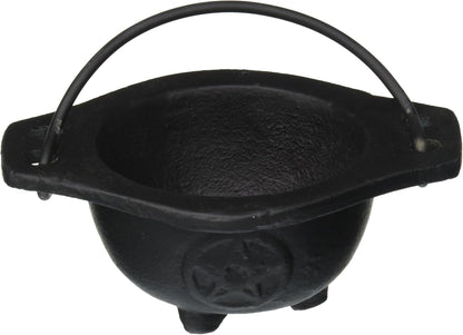 New Age Imports Inc. Small Pentagram Cast Iron Cauldron, 3 inches Diameter