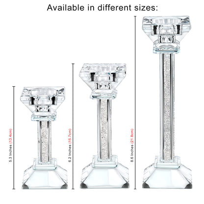 Crystal Candle Holders Set of 2-6.2" Tall Crystal Candlestick Holders - Ultra Elegant and Modern Centerpiece Home Decor