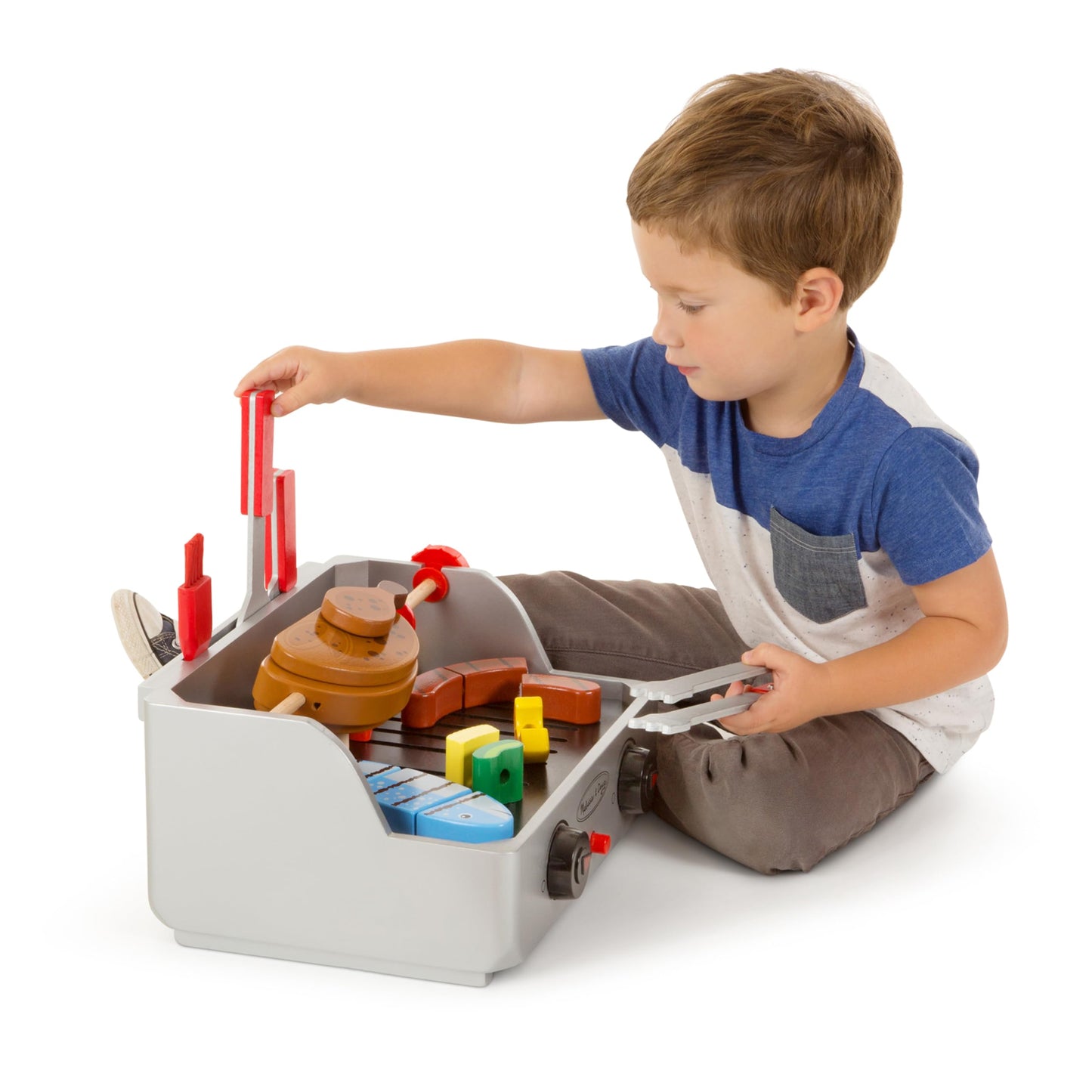Melissa & Doug Rotisserie and Grill Wooden Barbecue Play Food Set (24 pcs)