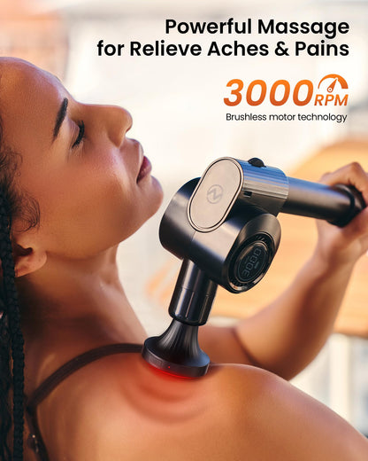NAPRE Foldable Massage Gun Deep Tissue with 5 Adjustable Angles,Portable Handheld Percussion Back Massager for Muscle/Neck/Body Pain Relief with Long Extension Metal Handle,32-Speeds,with Carry Case
