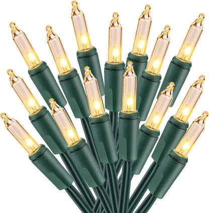 21FT 100 Count Brizled Warm White Clear Christmas Lights Connectable, Mini Incandescent String Lights Plug