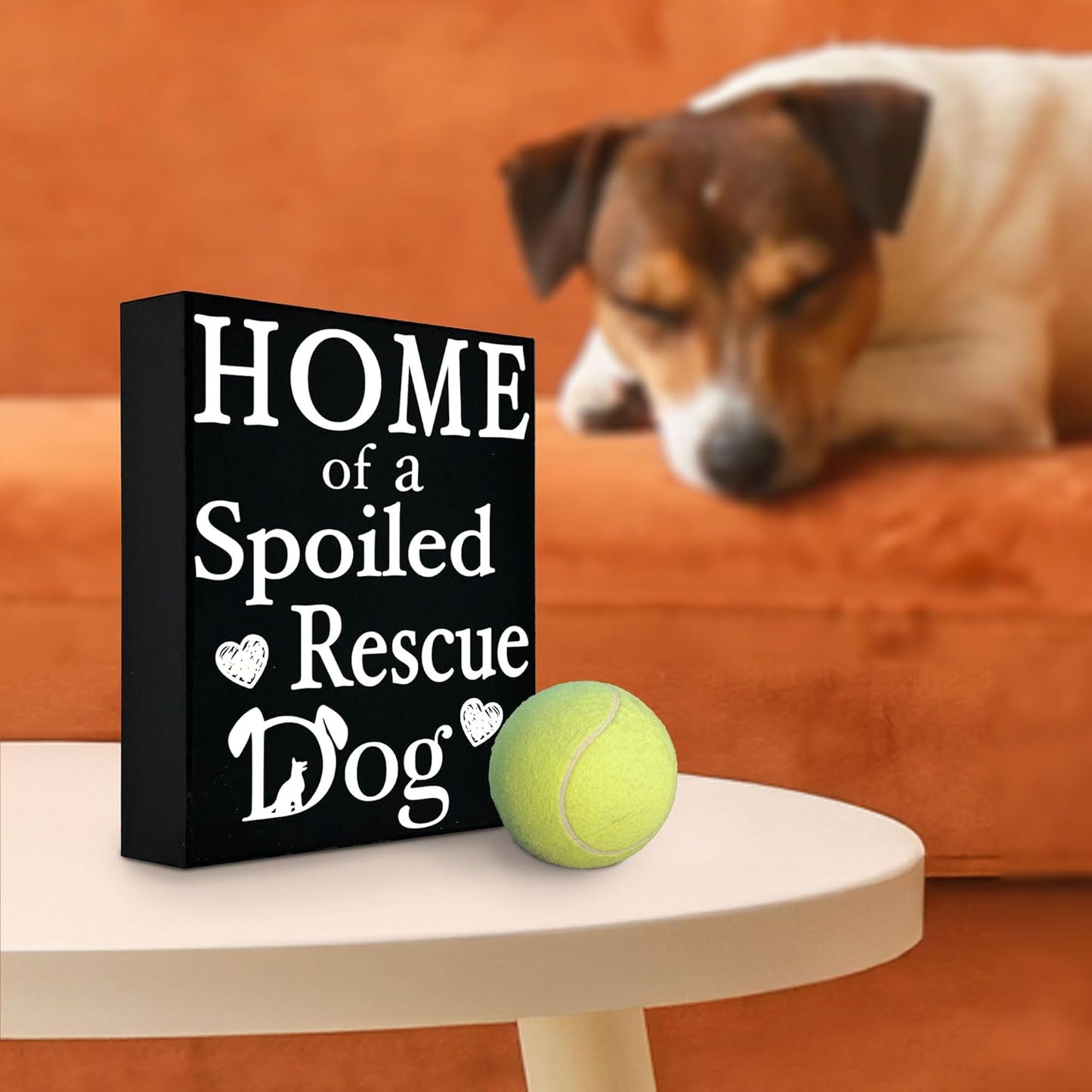 Home of a Spoiled Rescue Dog Wooden Sign, Black and White Dog Lover Decor, Gift for Pet Owners, Made in USA