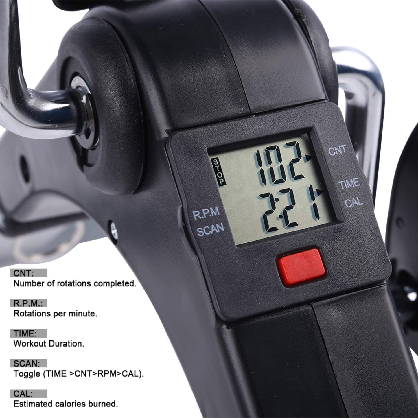 Uten Folding Pedal Exerciser, Mini Exercise Bike, Portable Foot Peddler Desk Bike for Leg and Arm Exercisers, Adjustable Sitting Workout with Electronic Display(Silver)