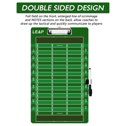 LEAP Coach Board Double Sided Design Premium Dry Erase Clipboard with Dry Erase Marker Pen and Pen Holder for Soccer, Basketball, Ice Hockey, Baseball, Football