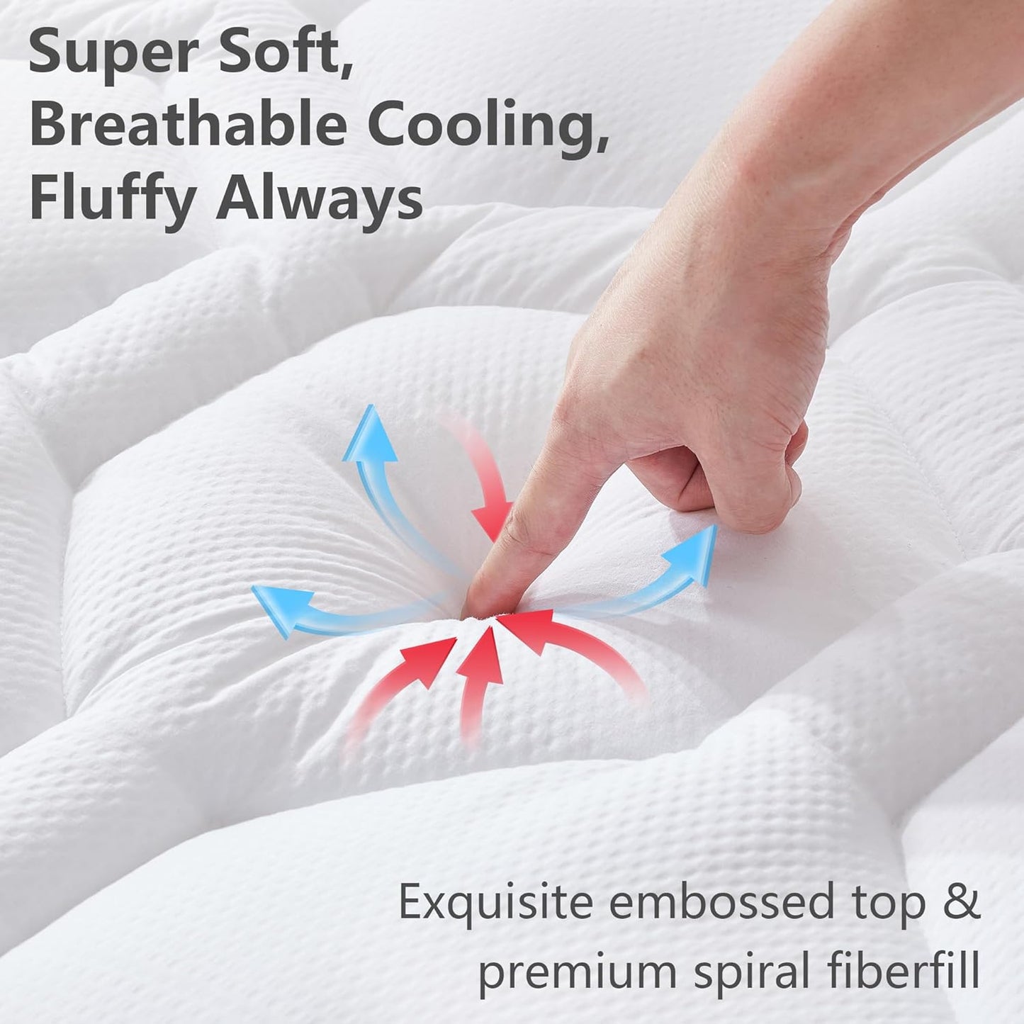Queen Mattress Protector Waterproof, Hotel Quality Cooling Quilted Fitted Pad Topper with Deep Pocket 8-21”, White