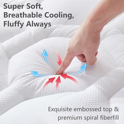 Queen Mattress Protector Waterproof, Hotel Quality Cooling Quilted Fitted Pad Topper with Deep Pocket 8-21”, White