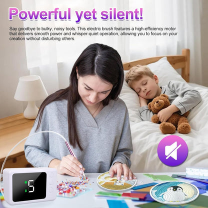 Philorn Electric Diamond Painting Pens, Rechargeable Cordless Diamond Art Pen, 1200mAh, Diamond Art Vacuum Pen with Storage Case, 5 Suction Levels, LED Screen Display, Diamond Art Accessories