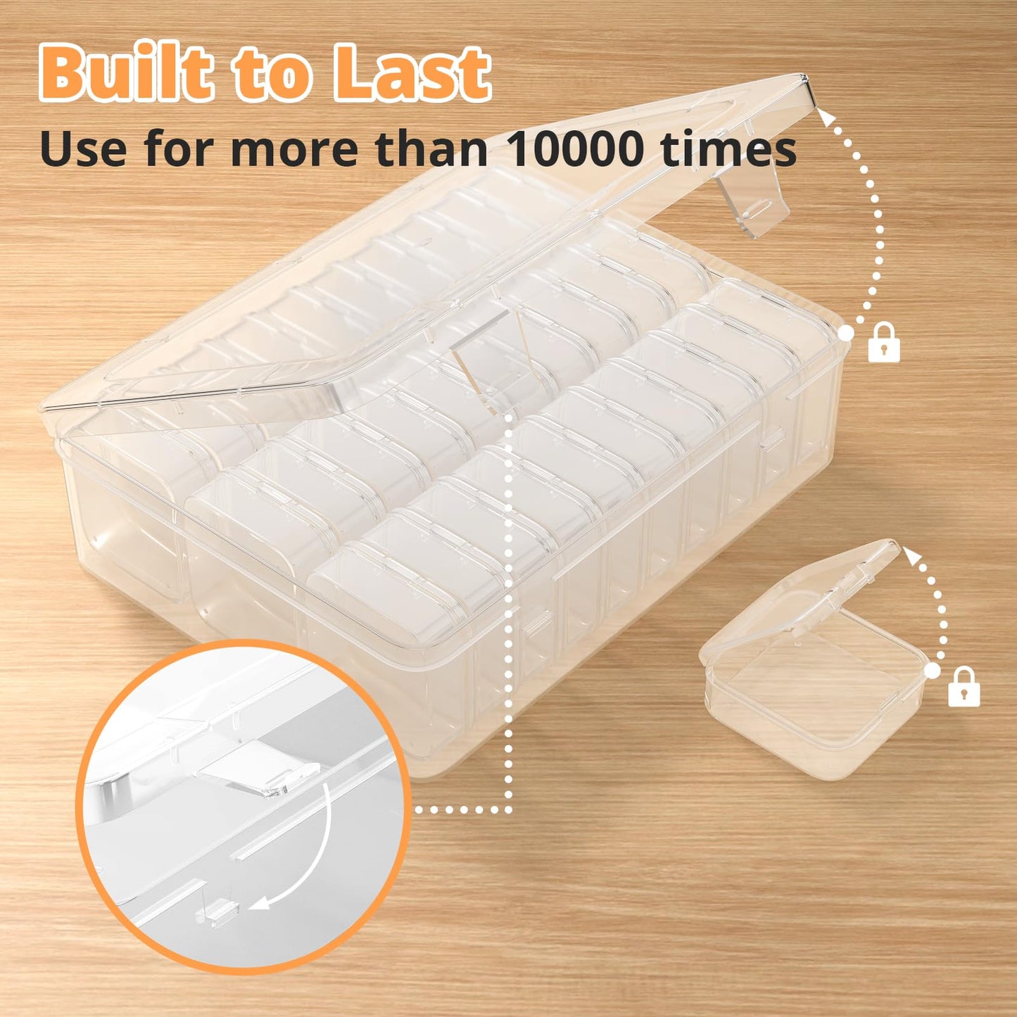 Mathtoxyz Bead Organizer Box, 30Pcs Small Beads Organizers and Storage Plastic Cases Mini Clear Dimond Storage Containers Boxes with Hinged Lid and Rectangle for Bracelet Making DIY Jewelry Craft Nail