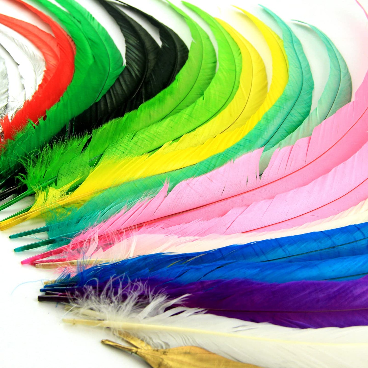 THARAHT 50PCS Rooster Coque Tail Feathers Bulk Natural 14-16Inch 35-40cm for Crafting Wedding Fly Tying Feather Party Performances DIY Decoration Rooster Tail FeatherRed