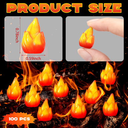 Thyle 100 Pcs Mini Resin Fire Miniature Flame Figurines Christmas Tiny Fake Fire Campfire Model Gift Micro Town Accessories for Xmas Small Village Accessories DIY Scene Garden Home Landscape Decor