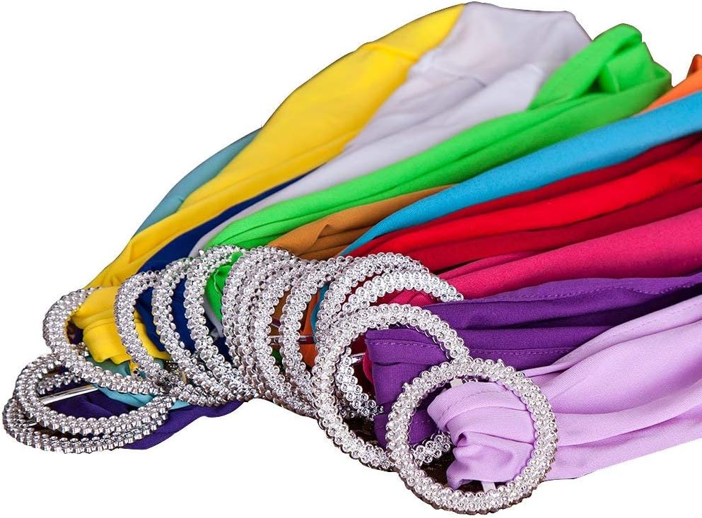 MDS Spandex Chair Sashes - Premium Stretch Covers with Buckle Slider for Weddings & Events | Gold, Pack of 50