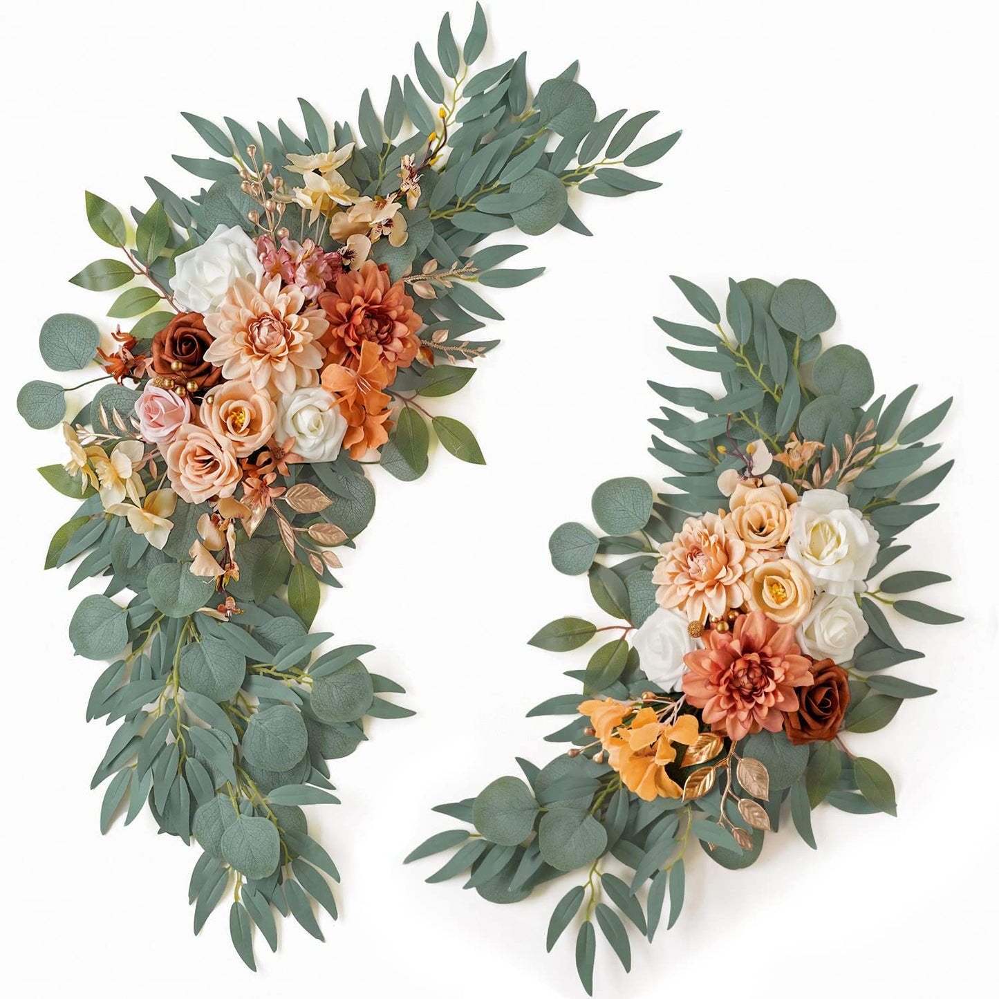 ponatia Wedding Arch Flowers (Pack of 2), Artificial Burnt Orange Flowers for Wedding Welcome Signs Decorations and Arch Flower for Weddings Ceremony Reception (Burnt Orange)