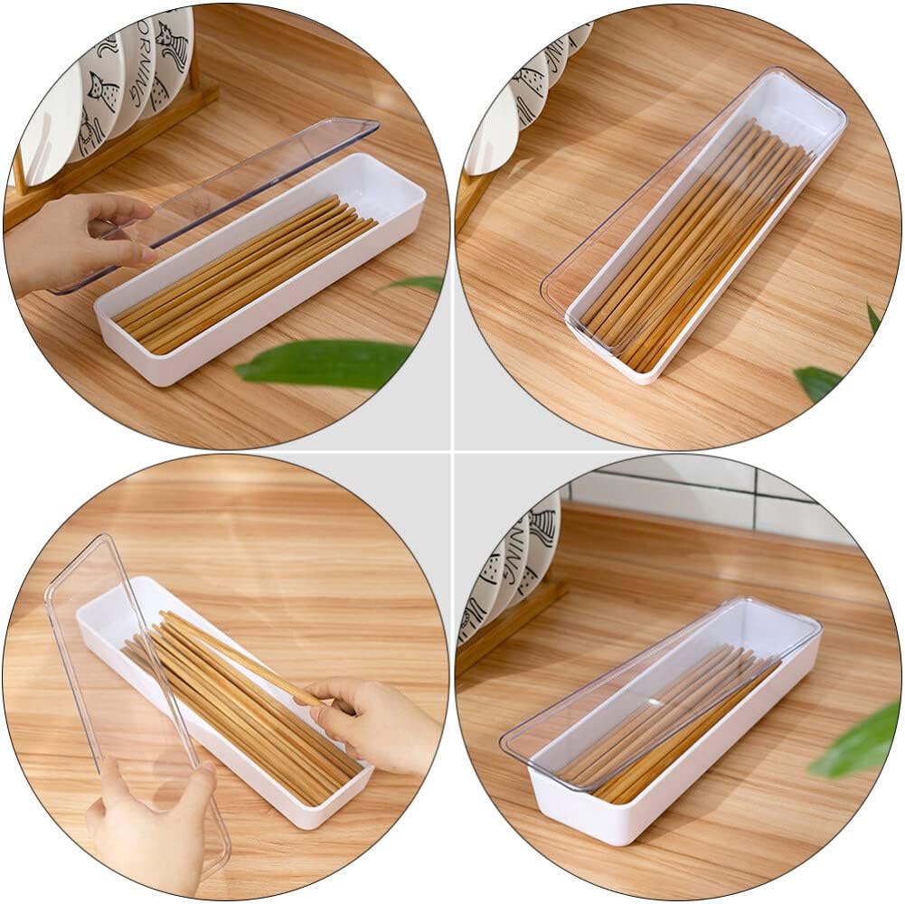 Cabilock Flatware Tray with Lid, Kitchen Drawer Organizer with Lid and Drainer, Plastic Cutlery Tray and Storage