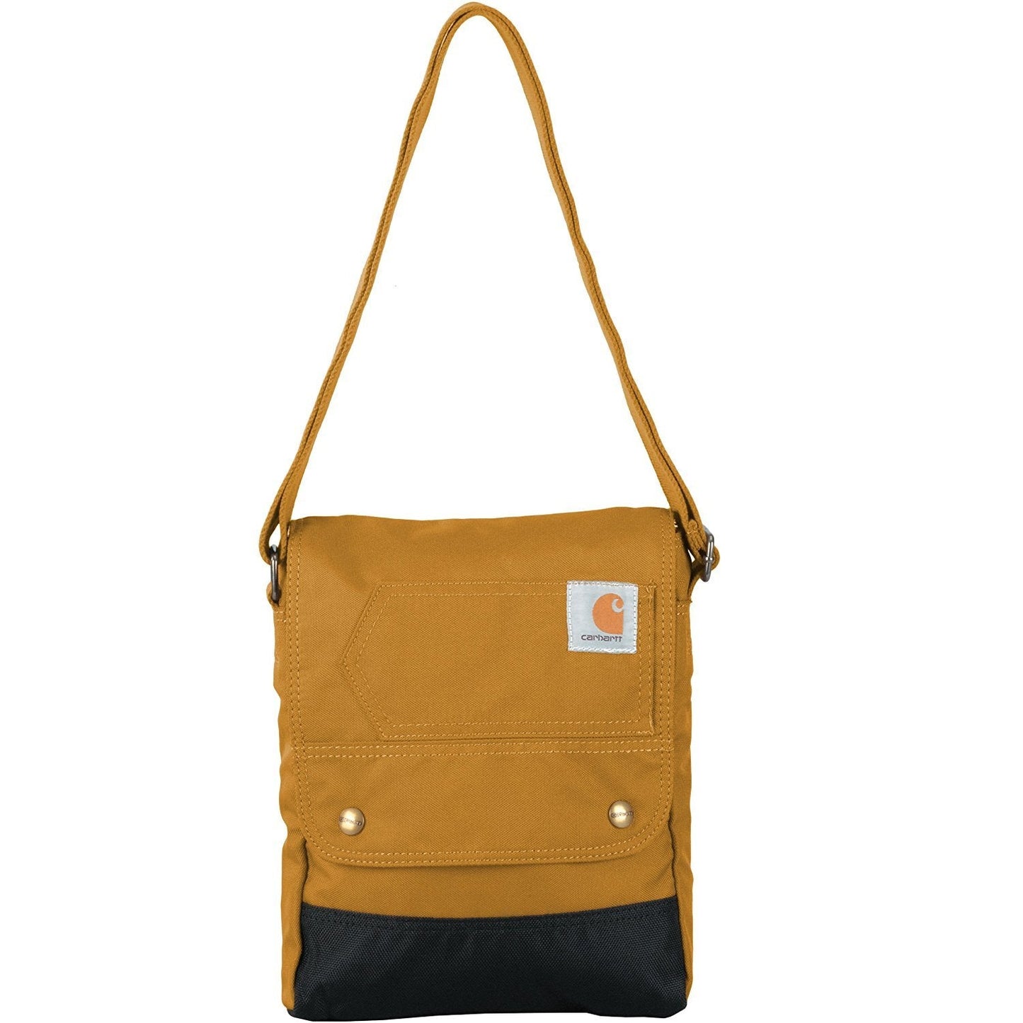 Carhartt, Durable, Adjustable Crossbody Bag With Flap Over Snap Closure, Brown