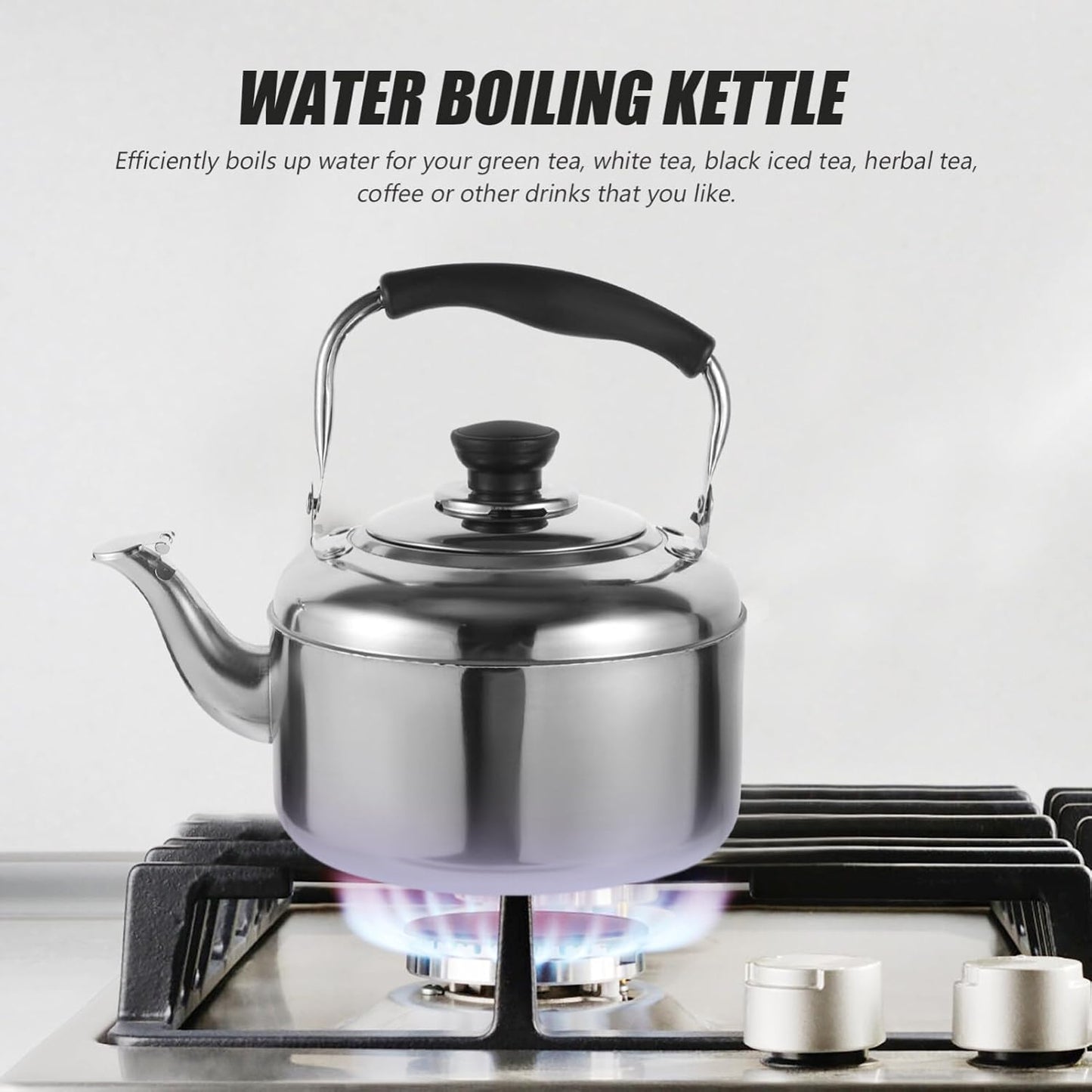 KALLORY 1pc Stainless Steel Teapot, Camping Water Kettle, Stainless Steel Tea Kettle for Stove Top