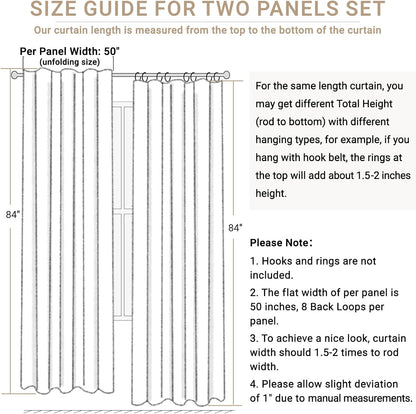Plaza Taupe 100% Blackout Linen Curtains - Thermal Insulated Drapes for Bedroom | 50" W x 90" L, 2 Panels