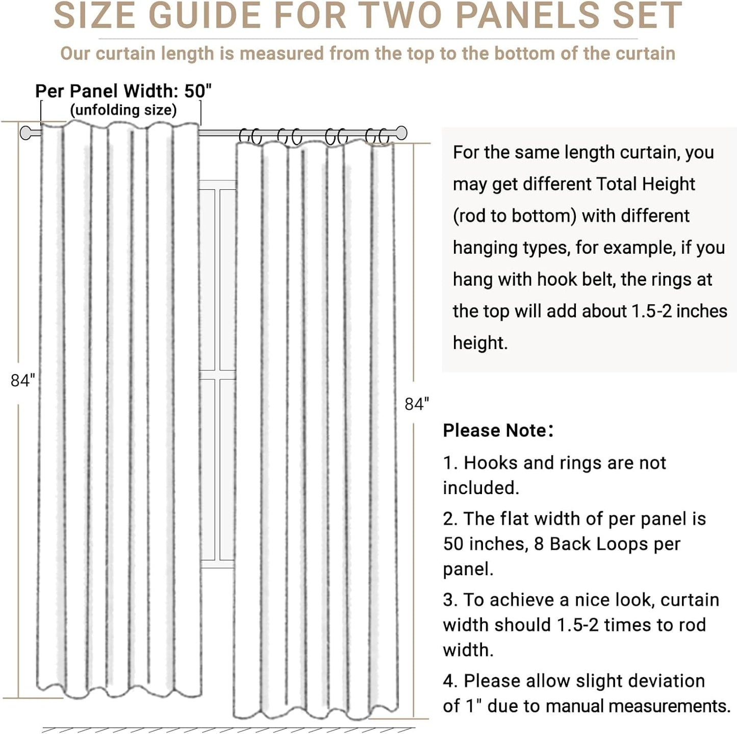 Skiennix 100% Blackout Linen Curtains - Thermal Insulated Drapes for Bedroom | 84" Long, Navy, 2 Panels Set