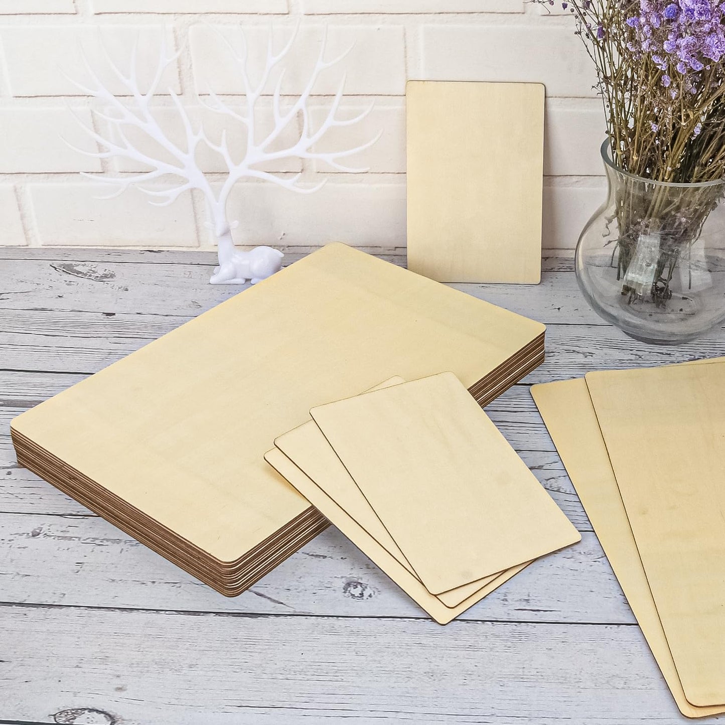 kukmakri 90 PCS Plywood Sheets for Crafts, (72 PCS)6 x 4 x 1/16 Inch and (18 PCS)12 x 8 x 1/16 Inch Versatile Blank Unfinished Basswood Sheets, Wood Boards for Crafts, Laser Cut Crafts, Model Making
