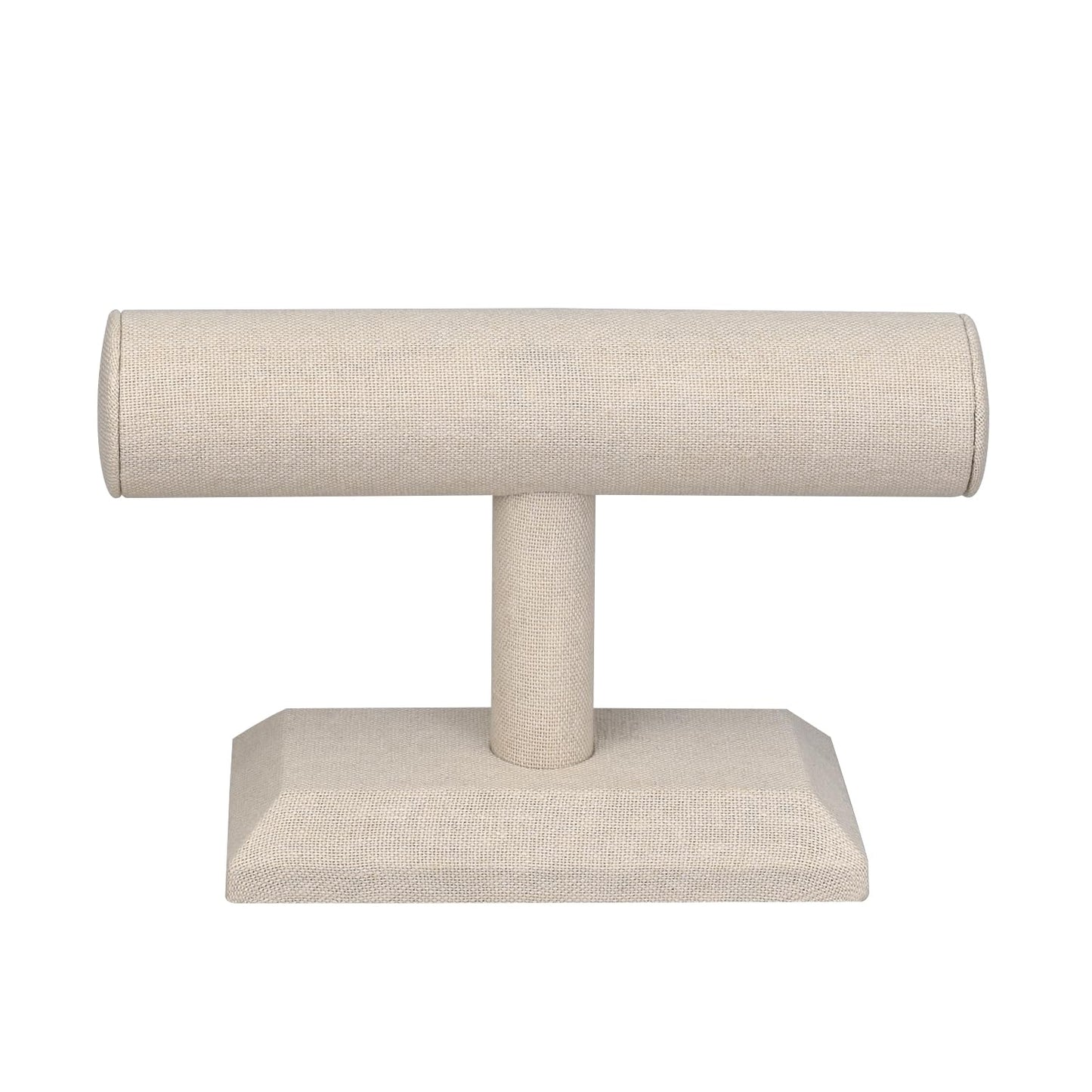 MOOCA Linen Covered Wood Jewelry Display, Jewelry Stand, Bracelet Holder Display, Watch Stand, Bracelet Stand, Tan Linen