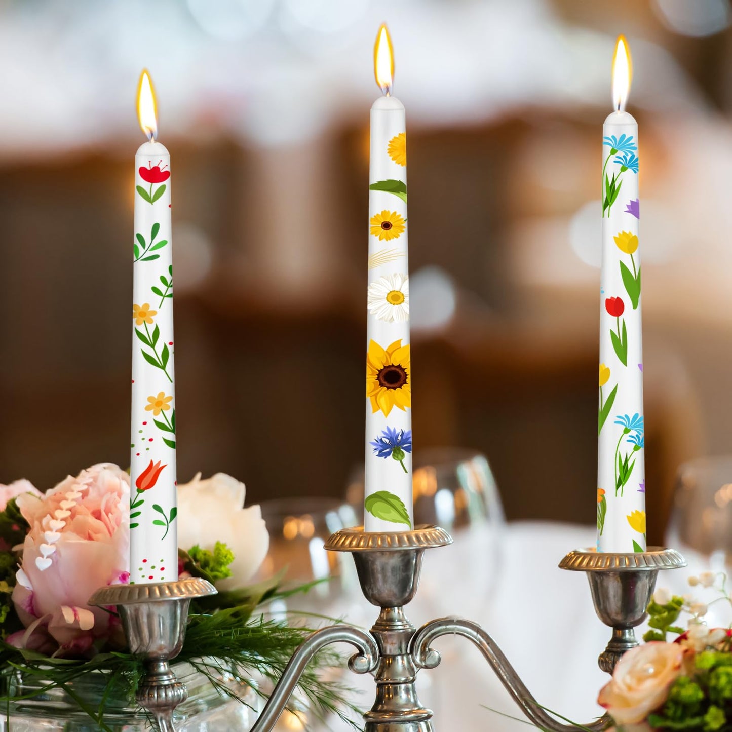 MTLEE 54 Pcs DIY Candle Painting Kit Include White Candles Colorful Acrylic Paint Strips and Paintbrushes for Crafts Making Wedding Birthday Party Centerpiece (Taper)
