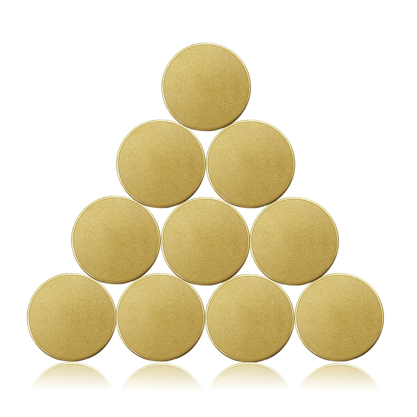Solid Brass Blank Challenge Coins for Engraving, 10 Pcs Matte Finish 40 mm Brass Coin Blanks for Laser Engraving with Plastic Case - 3mm Thickness Blank Coins for DIY Crafts Gifts