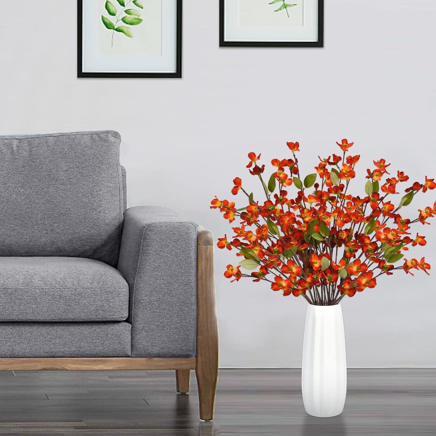 Artflower 6 Pack Artificial Silk Plum Blossom 23.6’’ Fake Flower Stems for Table Centerpieces Home Wedding Decoration