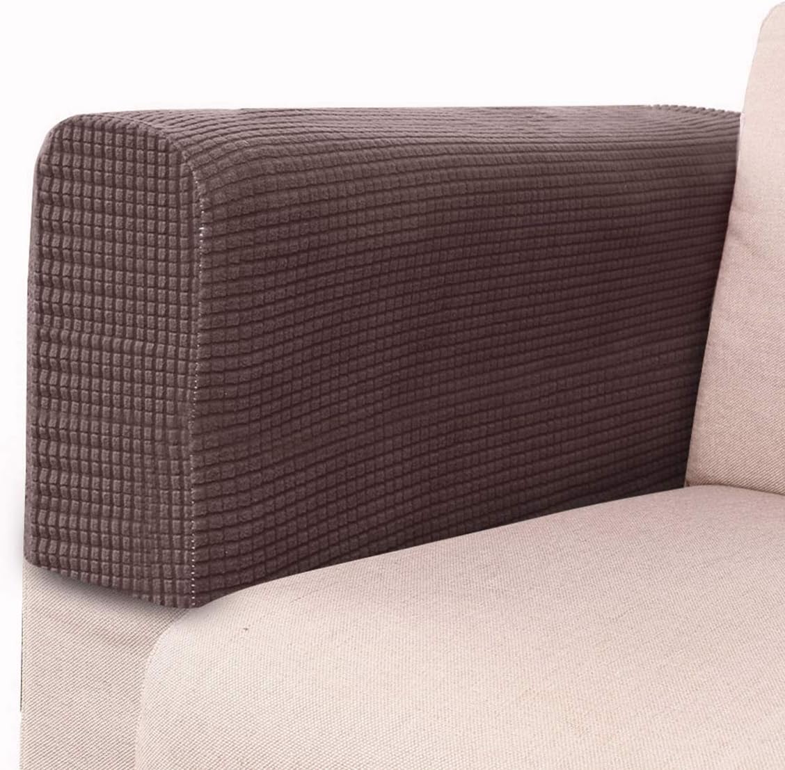 BESPORTBLE Furniture Armrest Protectors, Universal Elastic Sofa Stretch Armrest Cover, 2Pcs (Dark Coffee)