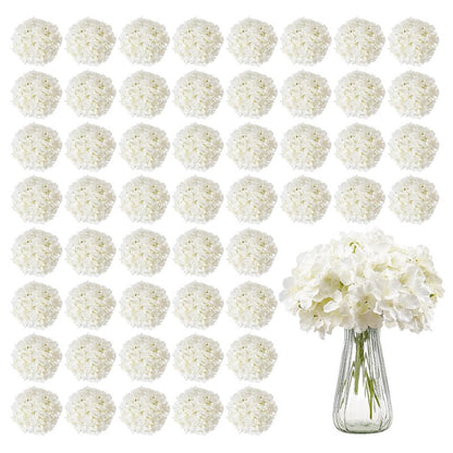 VEVOR Artificial Flowers, 205 pcs Real Looking White Silk Fake Hydrangea Bulk, White Faux Bridal Shower with Stems for DIY Wedding Bouquets, Home Centerpieces Arrangements, Party Tables Decorations