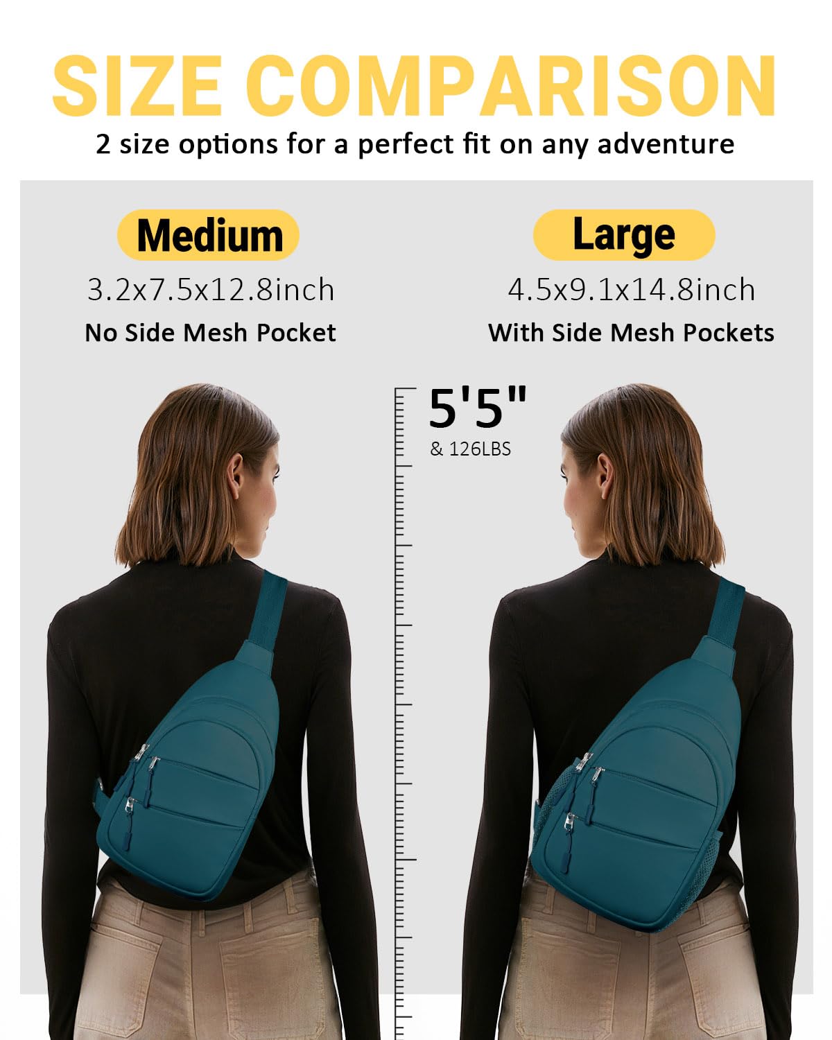 Tuwubi Crossbody Bags for Women, Sling Bag for Men, Small Hiking Backpack Anti Theft Lightweight for Outdoors Travel (M, Black)