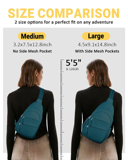 Tuwubi Crossbody Bags for Women, Sling Bag for Men, Small Hiking Backpack Anti Theft Lightweight for Outdoors Travel (M, Black)